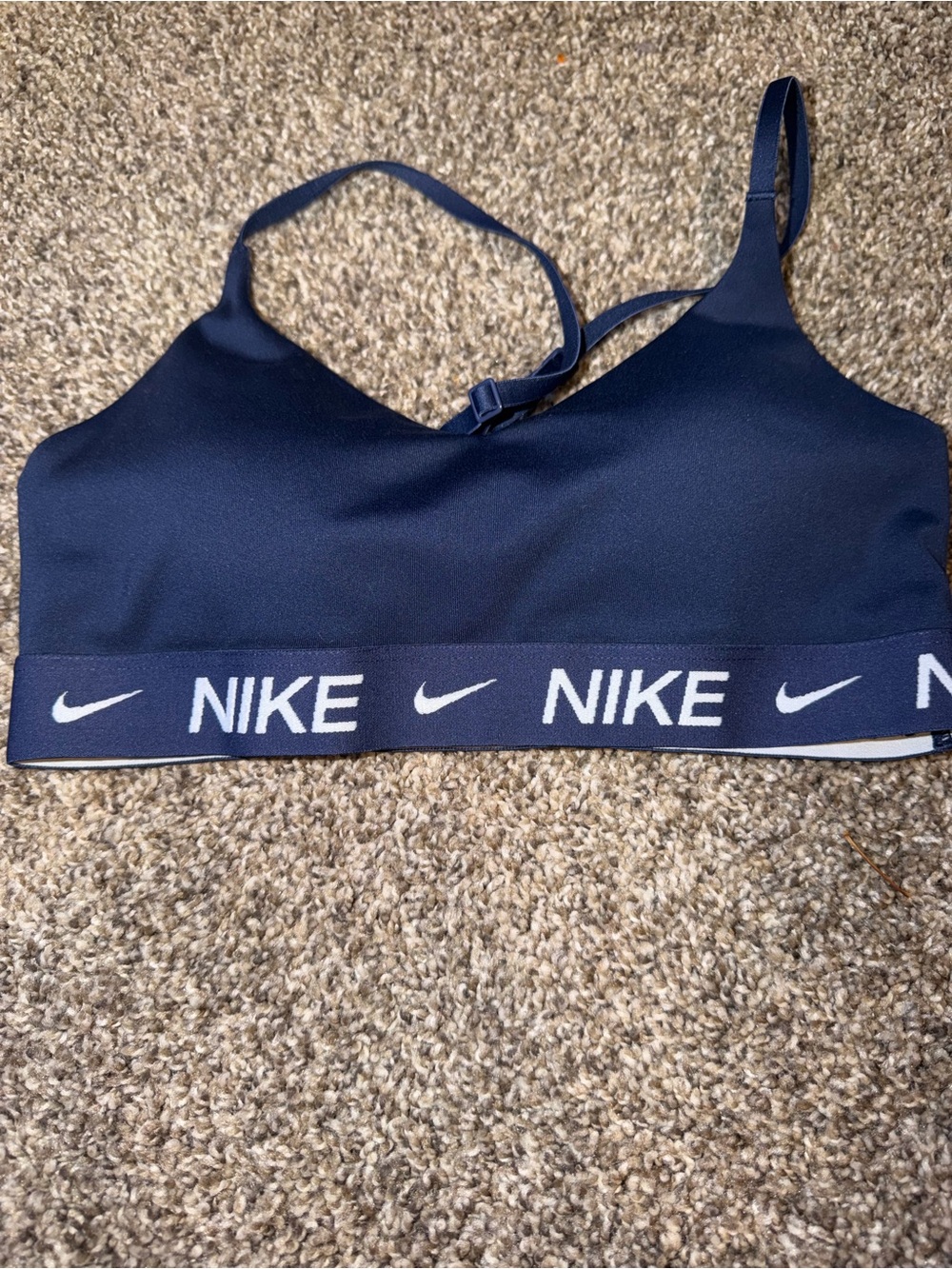 Nike Indy Dri-FIT Logo Band Sports Bra Blue Pullover Wireless Women’s XS
